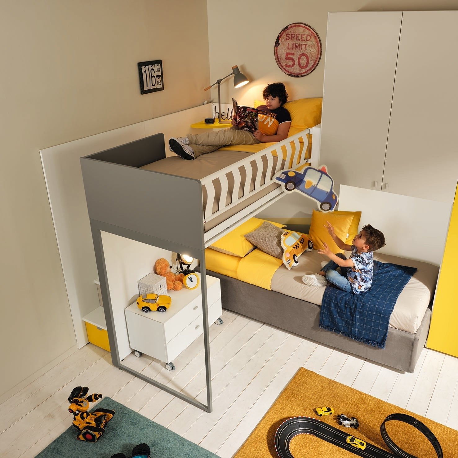 L shaped shops kids beds