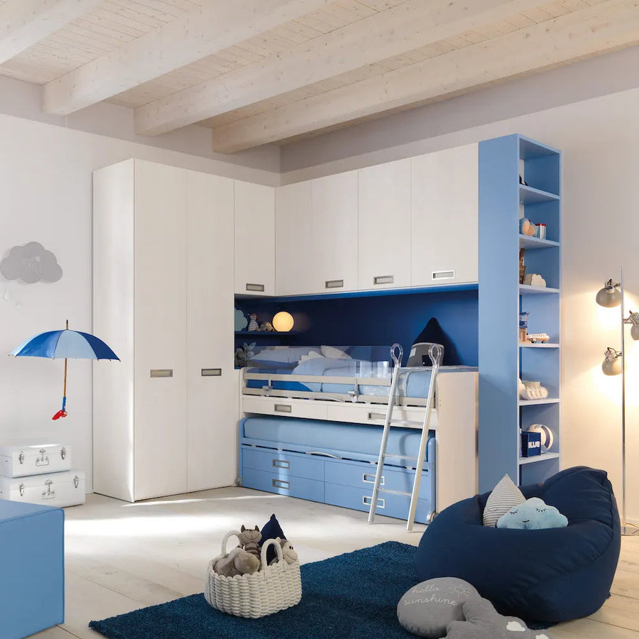 Cascade - Kids and teen bunk beds with desk - more storage drawers and comes with rail guards and ladder - Space saving furniture - Spaceman Singapore