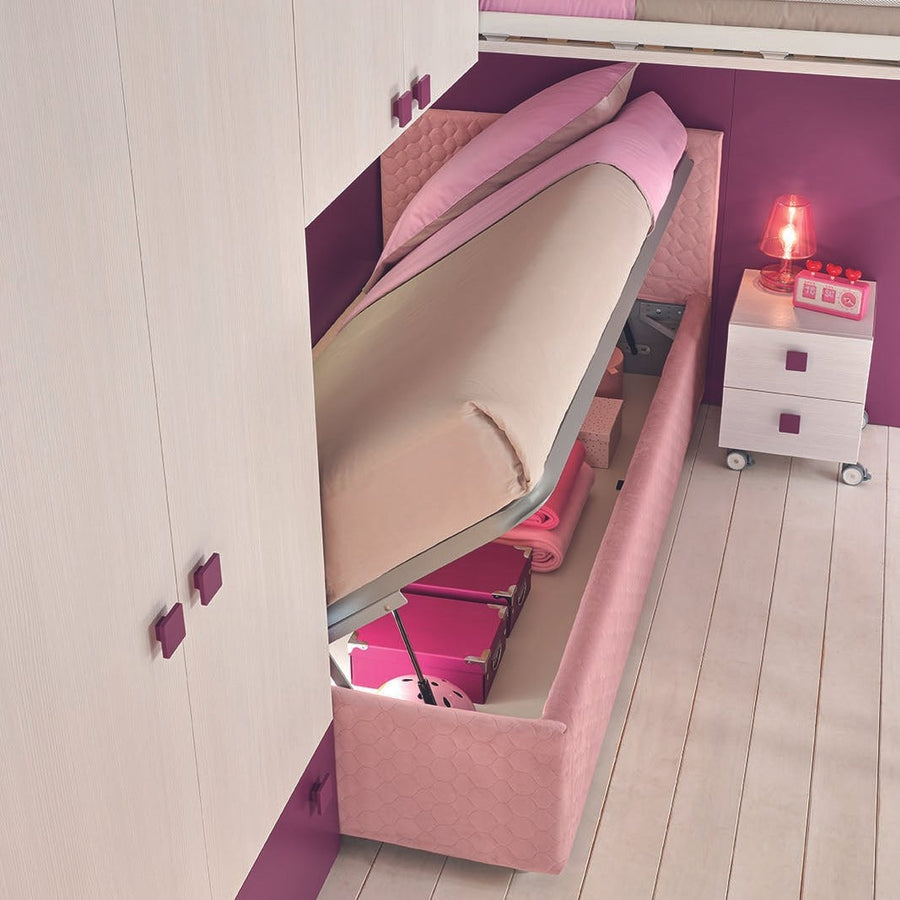 Boomerang - Kids and Teens L Shaped Loft Beds - A big storage space under bed - Space Saving Furniture - Spaceman Singapore