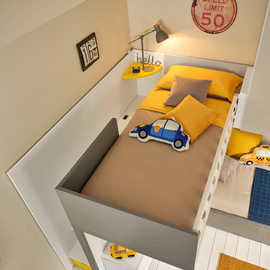 Boomerang - Kids and Teens L Shaped Loft Beds - Top View - small side table - Space Saving Furniture - Spaceman Singapore