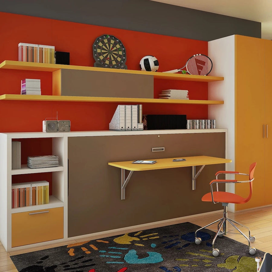 Tuckin - Kids and teen murphy bed - single bed - with study desk - Horizontal bed - customised cabinetry - Space Saving Furniture - Spaceman Singapore