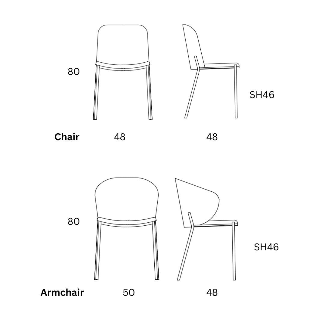 Petal dining chair dimensions | Spaceman space saving furniture Singapore