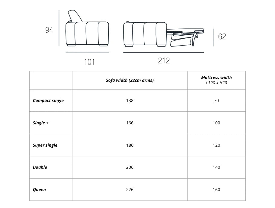 Spaceman Slumbersofa Groove sofa bed with thick mattress 