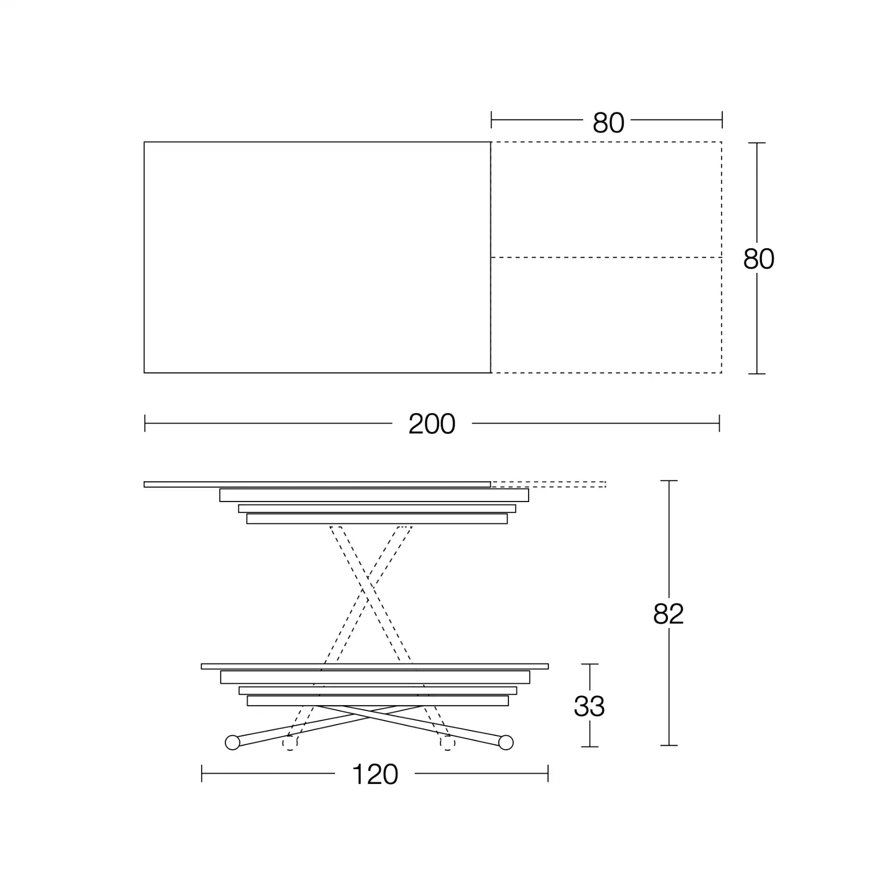 Dimensions for Scooch Coffee Dining Table