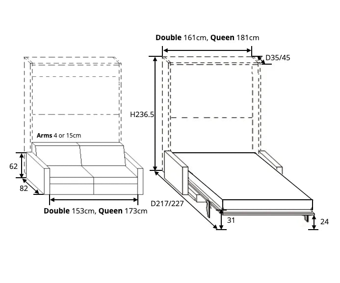 Slumbersofa Down dimensions - SPACEMAN