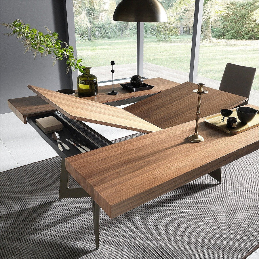 Dining table - Piazza - Dining Table Extends From Rectangular To Square - Spaceman