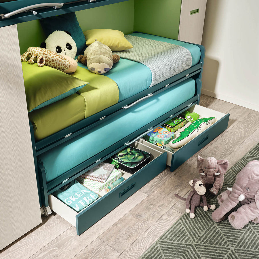 Z - Kids and teen bunk beds with wardrobes - storage drawers available - Space saving furniture - Spaceman Singapore