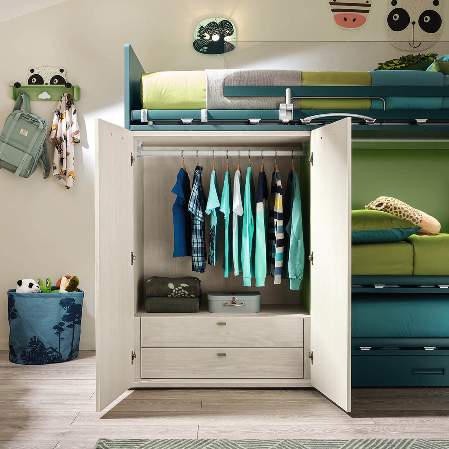 Z - Kids and teen bunk beds with wardrobes - customisable wardrobe space and layout - Space saving furniture - Spaceman Singapore