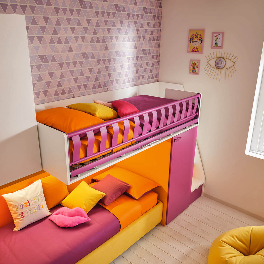Z - Kids and teen bunk beds with wardrobes - top view - storage beds - European safety standards - Space saving furniture - Spaceman Singapore